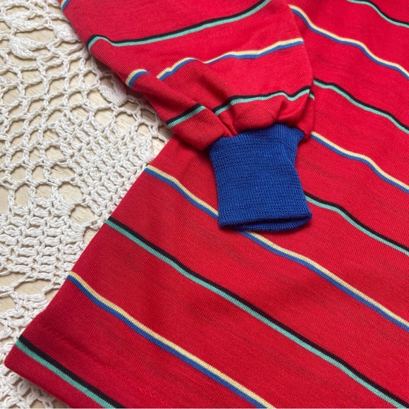Vintage Silvil Youth 18 Red Striped Long Sleeve Crewneck Single Stitch Shirt - Picture 2 of 3